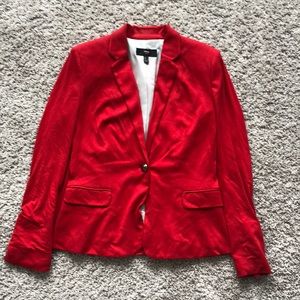 Red Cotton Lined Blazer Women’s Size Large by Mango (MNG)